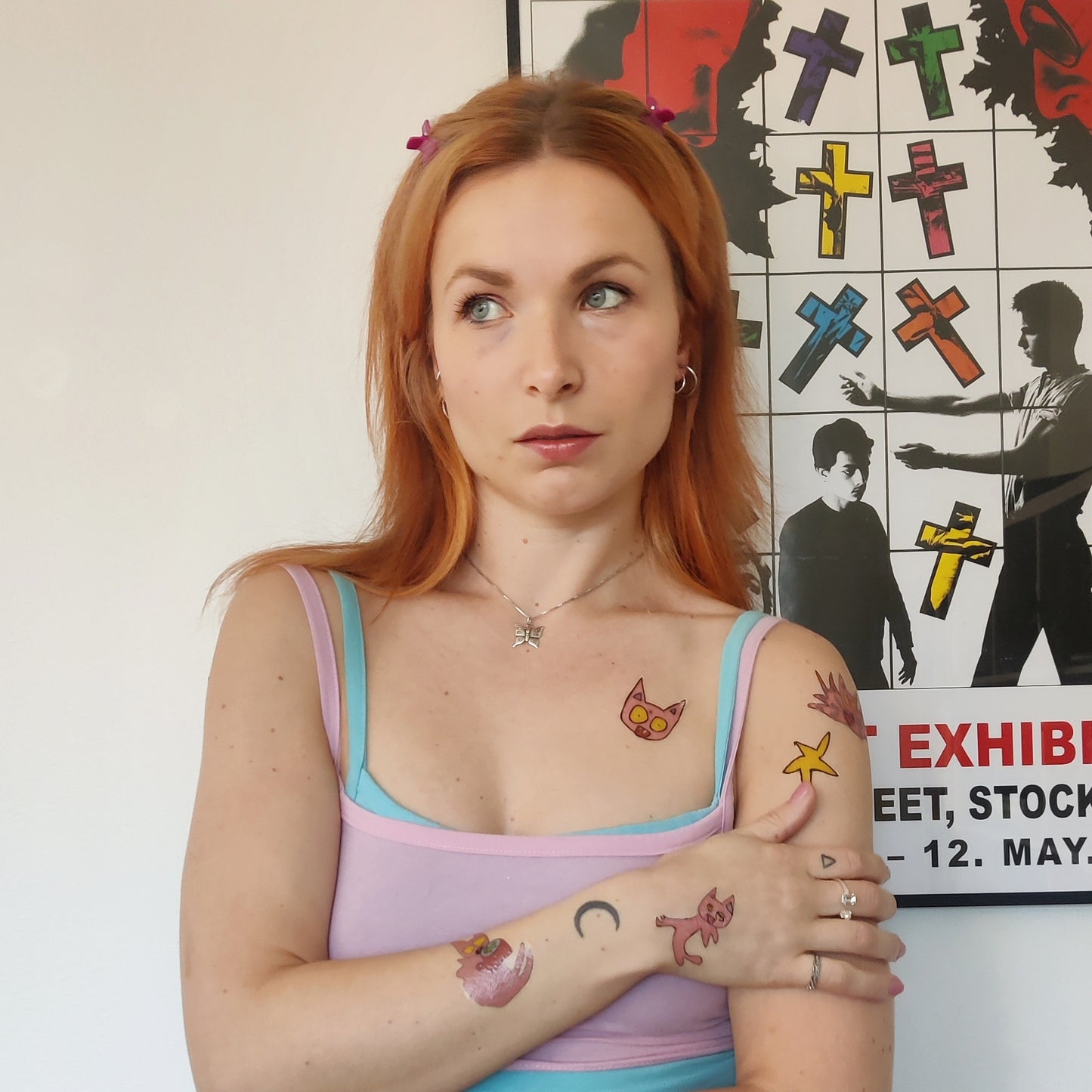 5-pack fake tattoos, Pink Cats