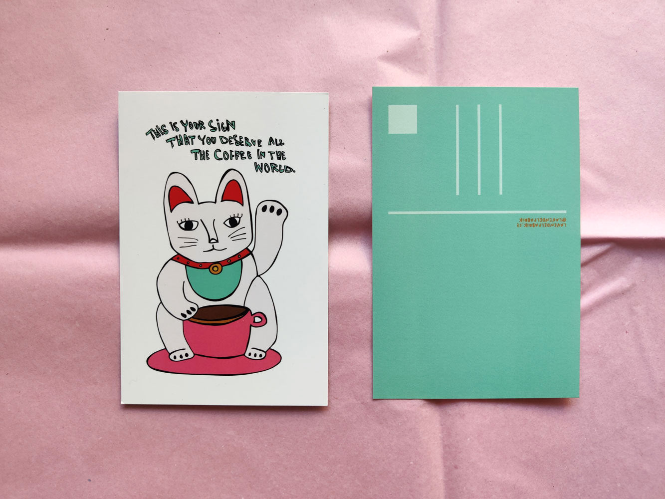 Café Maneki, postcard