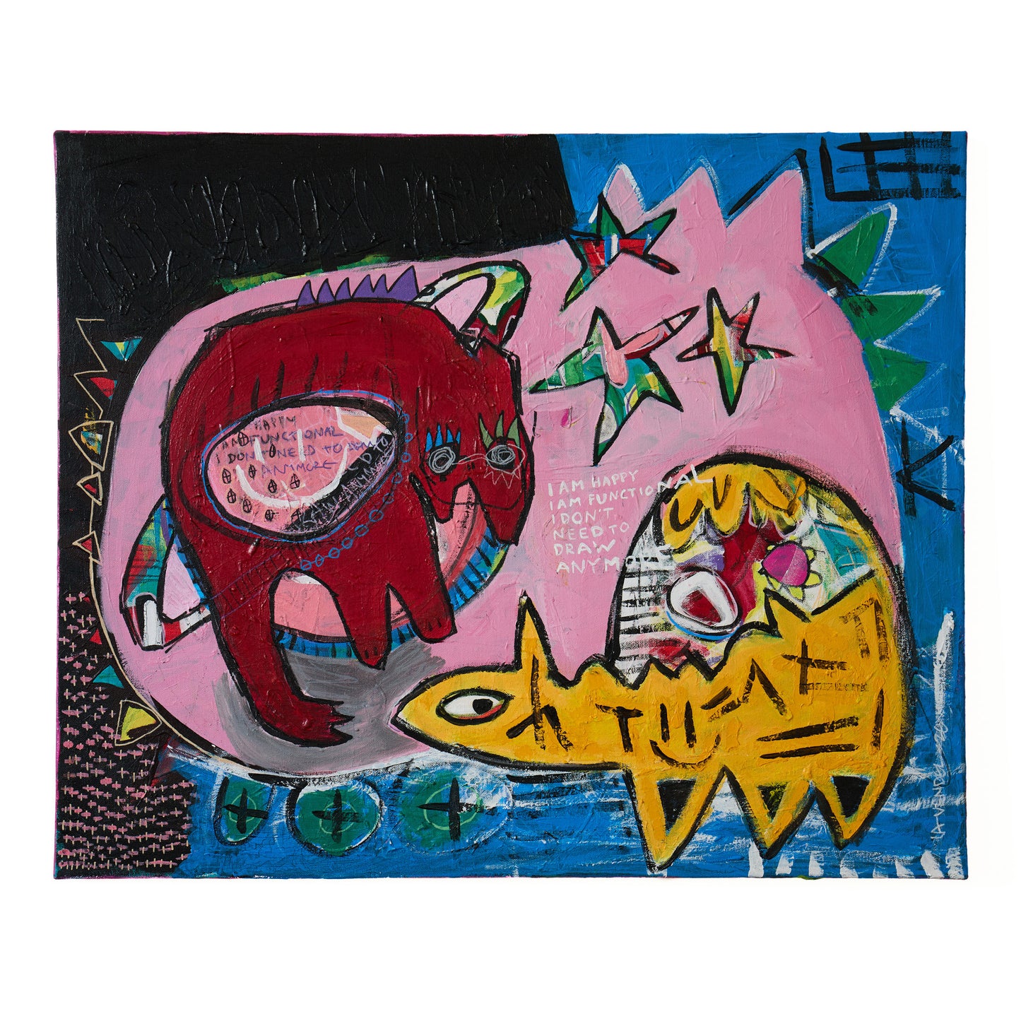 “I am Happy, I am Functional, I Don´t Need to Draw Anymore”, Original mixed media painting