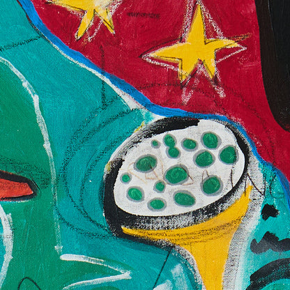 “Jesus, and, What, Who?" Original mixed media painting