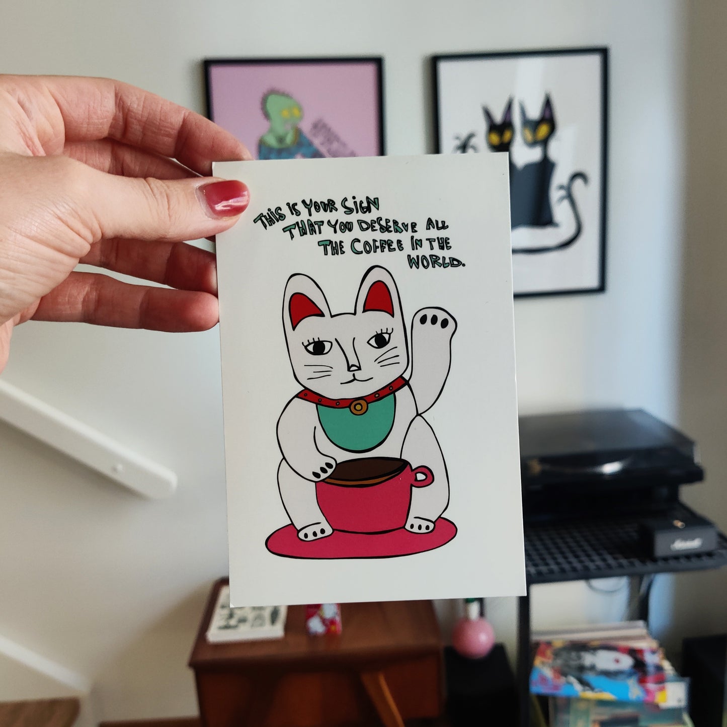 Café Maneki, postcard