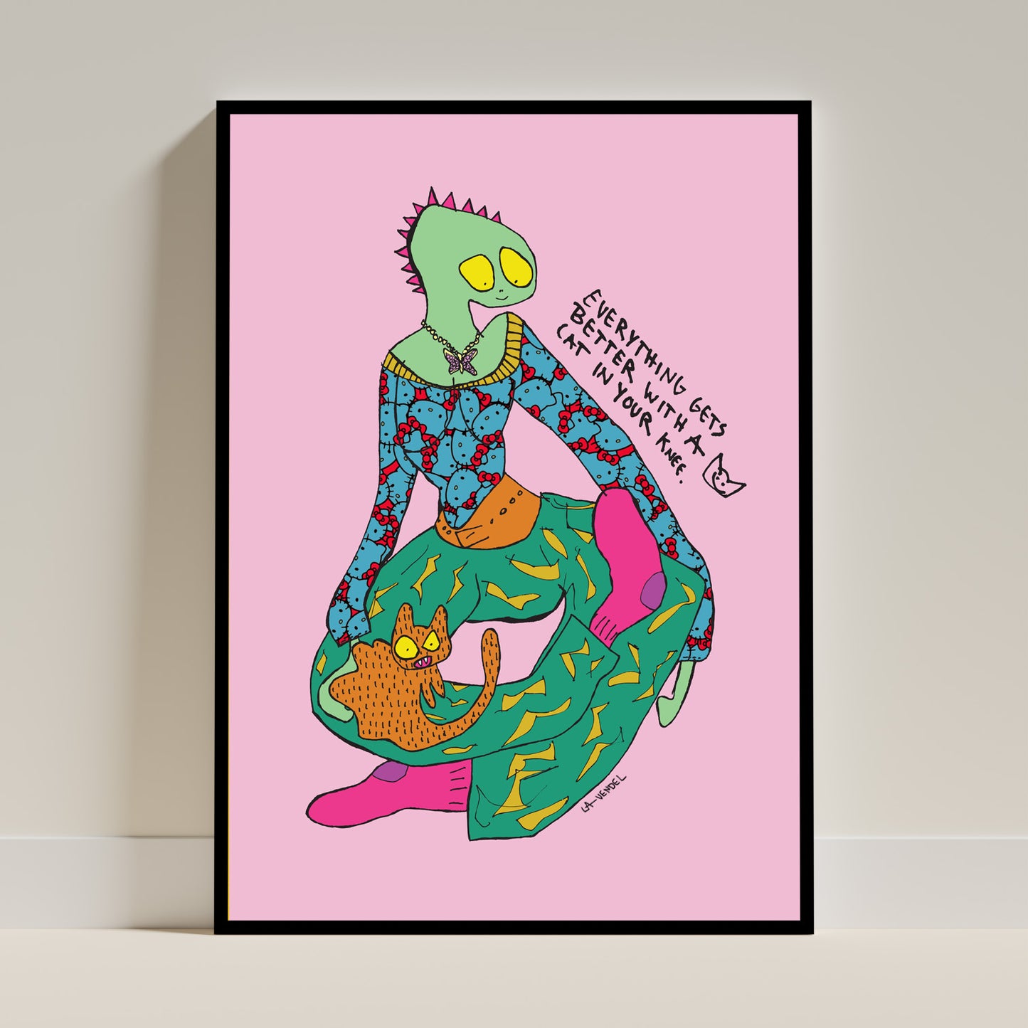 Everything Gets Better With a Cat in Your Knee, Fine Art Print