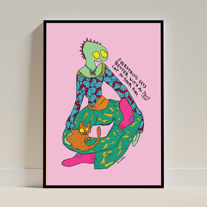 Everything Gets Better With a Cat in Your Knee, Fine Art Print