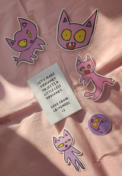 5-pack stickers, Pink Cats