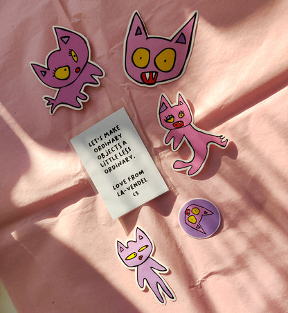 5-pack stickers, Pink Cats