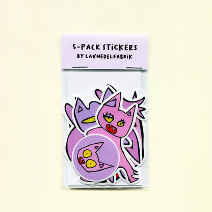 5-pack stickers, Pink Cats