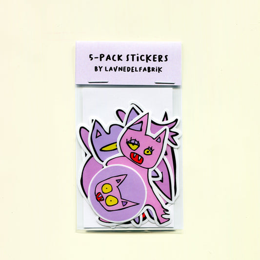5-pack stickers, Pink Cats