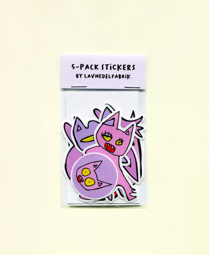 5-pack stickers, Pink Cats