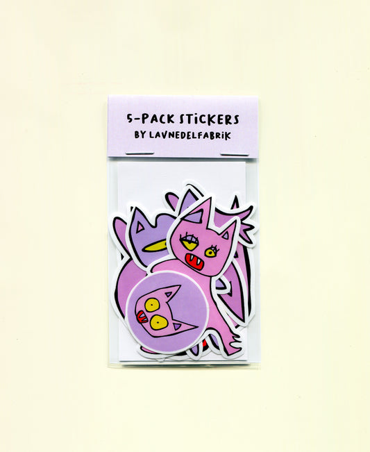 5-pack stickers, Pink Cats
