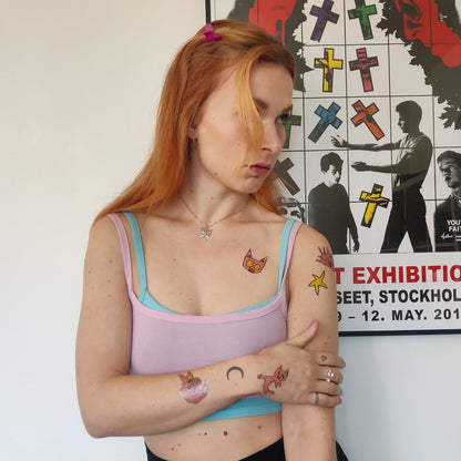 5-pack fake tattoos, Pink Cats