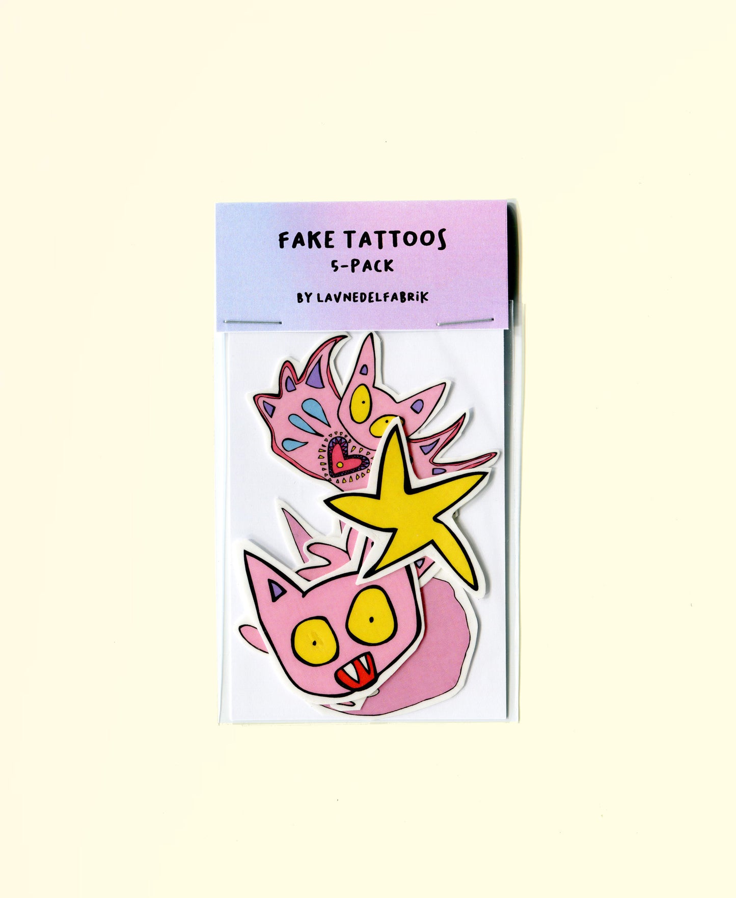 5-pack fake tattoos, Pink Cats