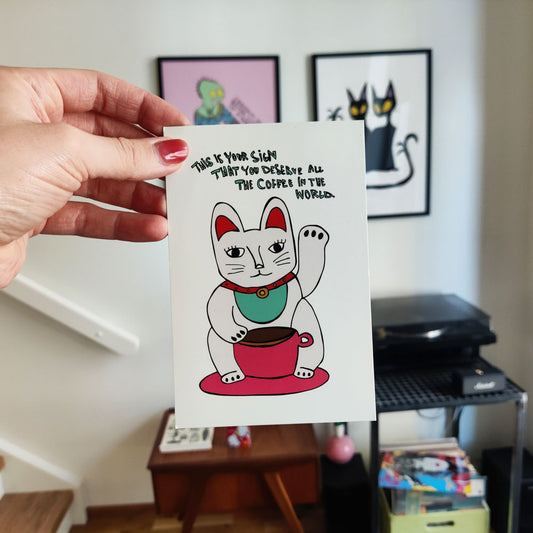 Café Maneki, postcard